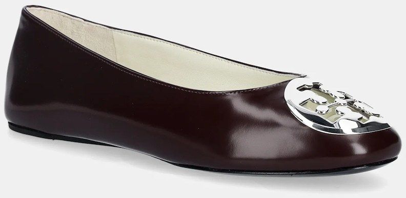 Kožené balerínky Tory Burch Reva Ballet bordová farba, 178957.600