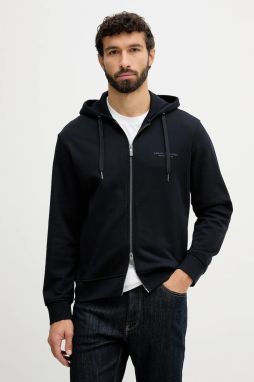 Bavlnená mikina Armani Exchange čierna farba, s kapucňou, jednofarebná, XM001293 AF20934
