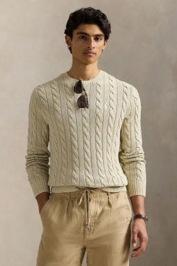 Bavlnený sveter Polo Ralph Lauren Pullover pánsky, béžová farba, 710965867