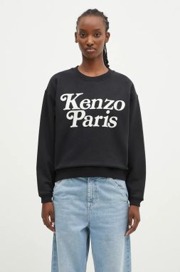 Bavlnená mikina Kenzo by Verdy Regular Sweatshirt dámska, čierna farba, s potlačou, FE52SW1274MF.99
