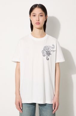 Bavlnené tričko Kenzo Gots Star Tiger Emb Loose dámske, biela farba, FE62TS1354SG.02