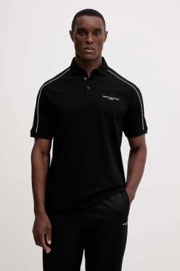 Bavlnené polo tričko Armani Exchange čierna farba, jednofarebné, XM001359 AF13026