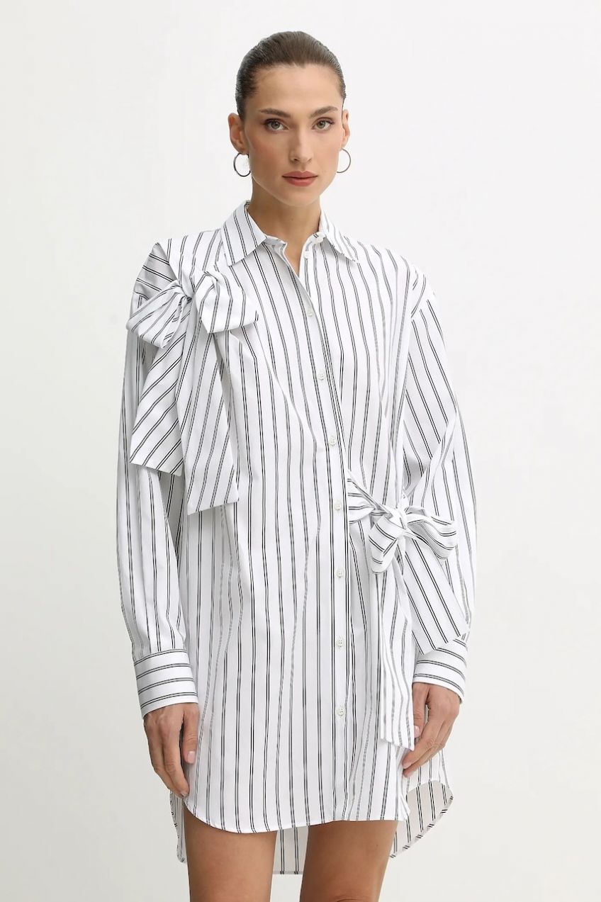 Bavlnené šaty MSGM biela farba, mini, oversize, 3941MDA14X.257630