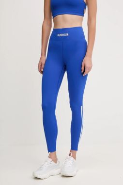 Tréningové legíny Calvin Klein Performance modrá farba, s potlačou, LVGWF5L635
