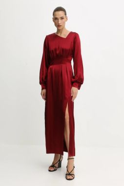 Šaty Undress Code bordová farba, maxi, rovný strih, 1080