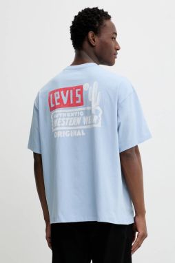 Bavlnené tričko Levi's pánske, modrá farba, s potlačou, 000G4