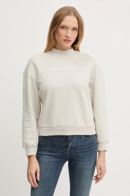 Bavlnená mikina Armani Exchange béžová farba, s potlačou, XW000787 AF16141