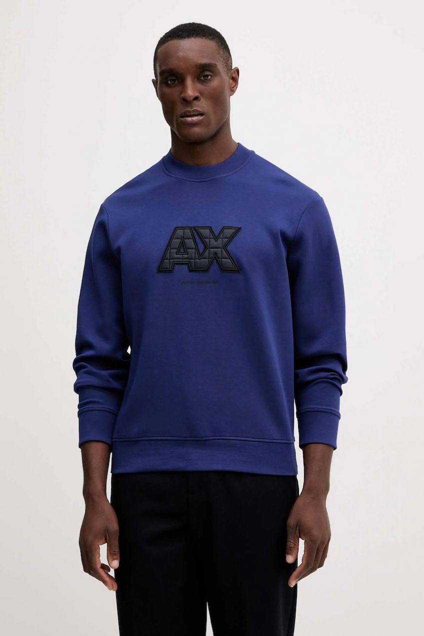 Mikina Armani Exchange tmavomodrá farba, s nášivkou, XM001399 AF13047