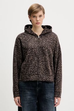 Mikina Hollister Co. hnedá farba, s kapucňou, vzorovaná, KI352-5223-908