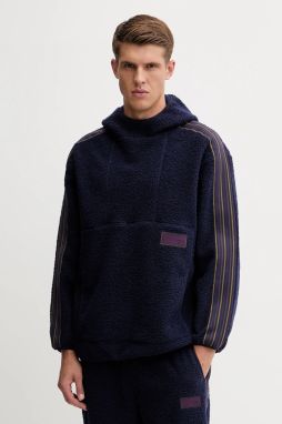Fleecová mikina EA7 Emporio Armani tmavomodrá farba, s kapucňou, s nášivkou, AF18559.7X000211