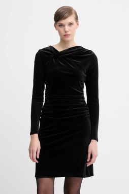 Zamatové šaty Dkny čierna farba, mini, priliehavé, DD5V1M55