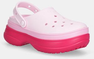 Šlapky Crocs Classic Stacked Clog ružová farba, na platforme, 211355