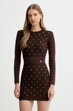 Šaty Elisabetta Franchi hnedá farba, mini, priliehavé, AM25S57E2