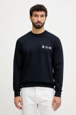 Mikina Tommy Hilfiger tmavomodrá farba, s potlačou, MW0MW40863