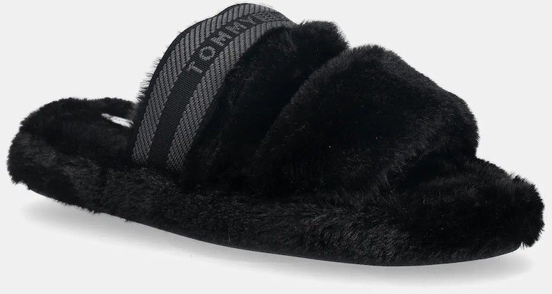 Papuče Tommy Hilfiger HILFIGER FUR SLIPPER čierna farba, FW0FW08854