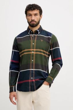 Bavlnená košeľa Barbour béžová farba, slim, s golierom button-down