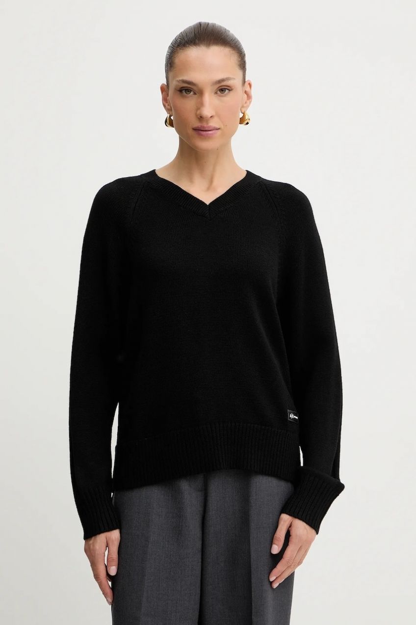 Sveter s prímesou vlny Armani Exchange čierna farba, ľahké, XW001335 AF13774