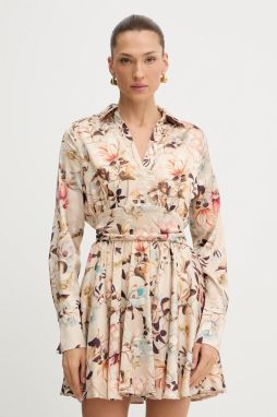 Šaty Guess CONCETTA béžová farba, mini, áčkový strih, W5YK00 WF1T2