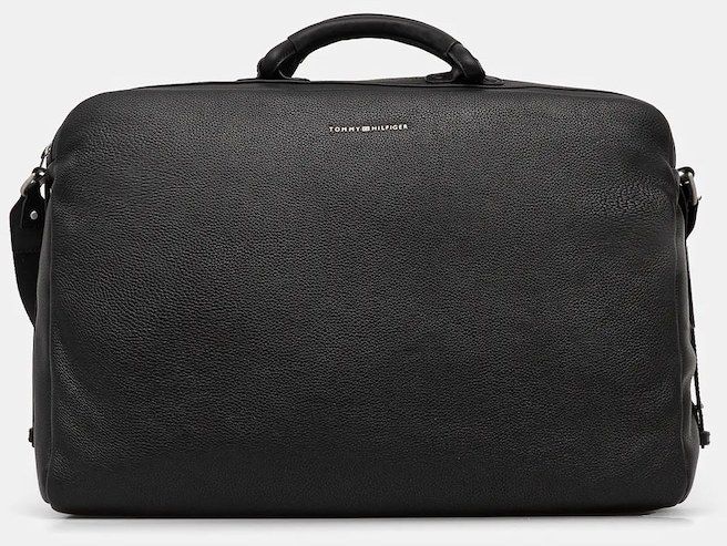 Kožená taška Tommy Hilfiger čierna farba, AM0AM13652