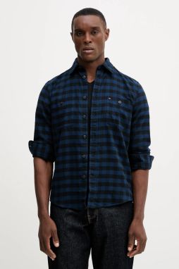 Bavlnená košeľa Tommy Hilfiger tmavomodrá farba, regular, s klasickým golierom, MW0MW41496