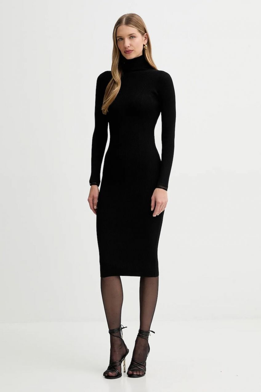 Šaty Elisabetta Franchi čierna farba, mini, priliehavé, AM07B56E2