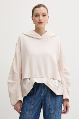Mikina Pinko béžová farba, s kapucňou, jednofarebná, 104967 A2HW