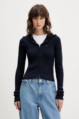 Kardigán Tommy Jeans tmavomodrá farba, ľahký, DW0DW21673