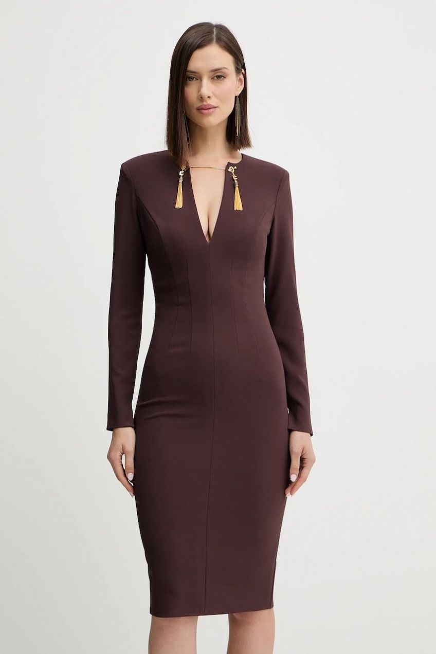 Šaty Elisabetta Franchi bordová farba, mini, priliehavé, AB80557E2