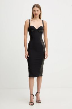 Šaty Elisabetta Franchi čierna farba, midi, priliehavé, AB83857E2