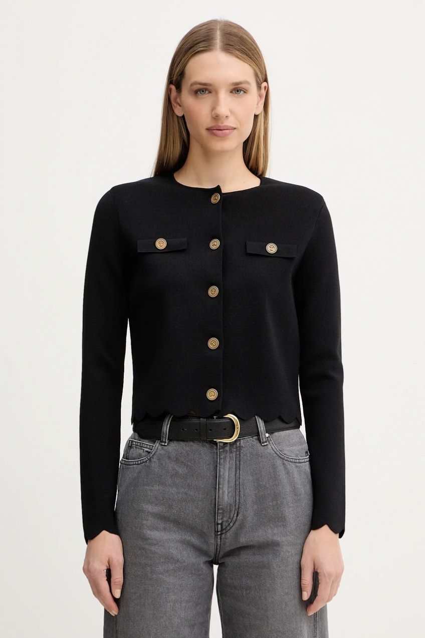 Kardigán Twinset čierna farba, ľahký, 252TP320A