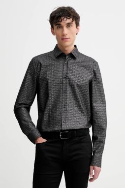 Košeľa HUGO čierna farba, slim, s klasickým golierom, 50524846