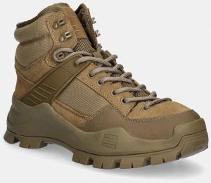 Členkové topánky Tommy Jeans TJM URBAN HIBRYD BOOT pánske, zelená farba, EM0EM01489