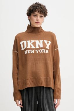 Sveter Dkny čierna farba, s polorolákom, DJ4R0386