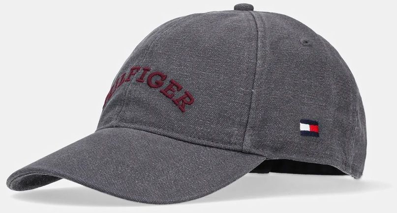 Bavlnená šiltovka Tommy Hilfiger šedá farba, s nášivkou, AM0AM13003