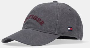 Bavlnená šiltovka Tommy Hilfiger šedá farba, s nášivkou, AM0AM13003