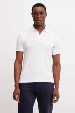 Polo tričko EA7 Emporio Armani pánske, biela farba, s potlačou, PJVQZ.8NPF14