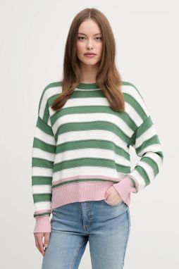 Bavlnený sveter United Colors of Benetton zelená farba, 1494E10CW
