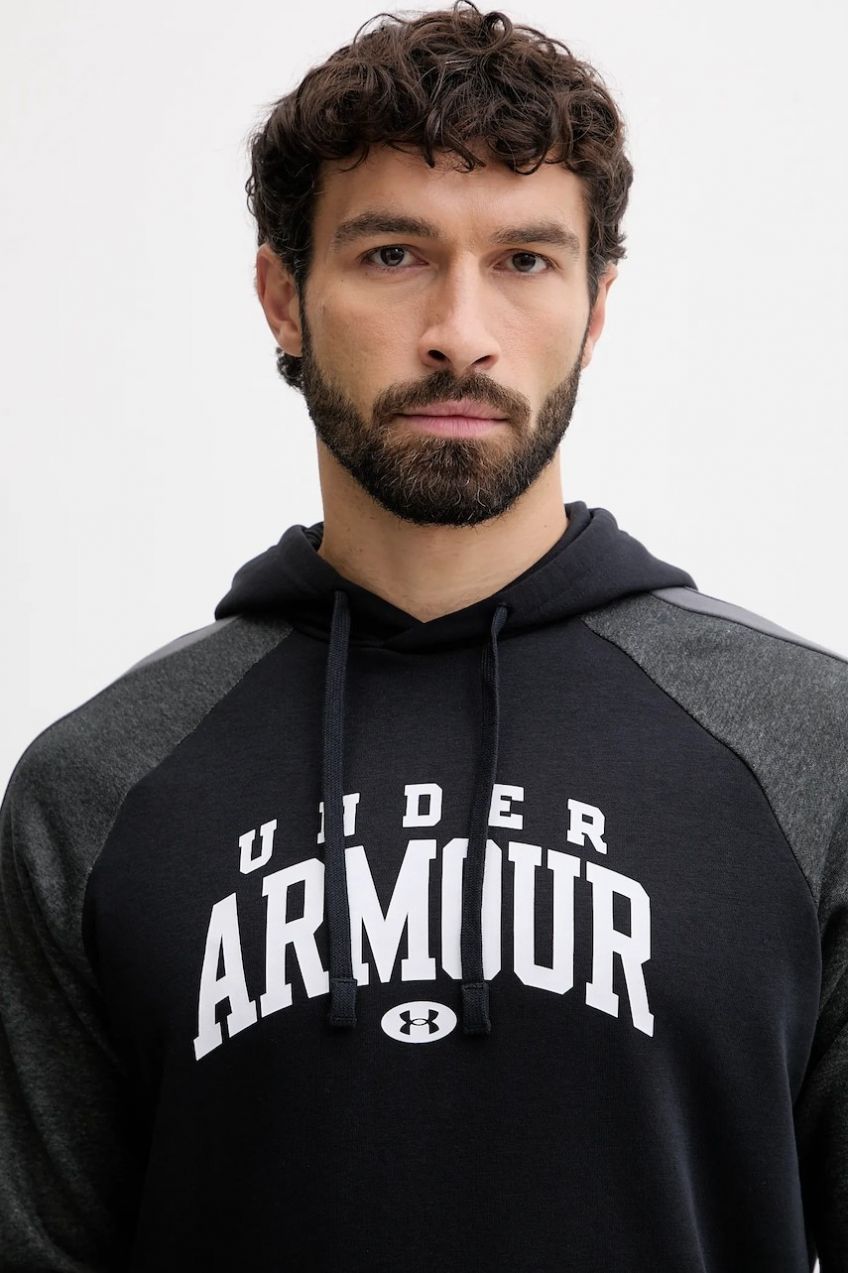 Mikina Under Armour Rival čierna farba, s kapucňou, s potlačou, 6003958