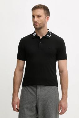 Polo tričko Lacoste pánske, čierna farba, jednofarebné, PH9538