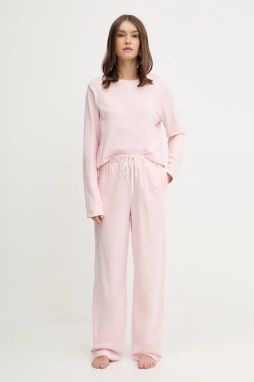 Bavlnené pyžamo Lauren Ralph Lauren ružová farba, bavlnené, ILN72453