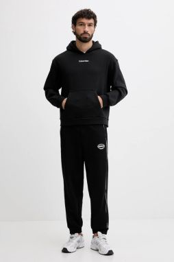 Mikina Calvin Klein Performance čierna farba, s kapucňou, s potlačou, LVGMF5W302