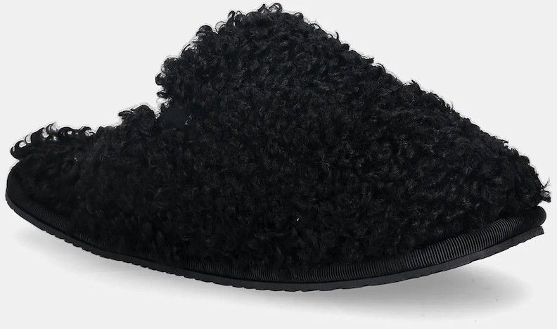 Papuče Calvin Klein CLOSE SLIPPER FUR čierna farba, YW0YW01975