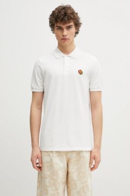Bavlnené polo tričko Kenzo Pop pánsky, biela farba, jednofarebný, FF55PO5424PU.02