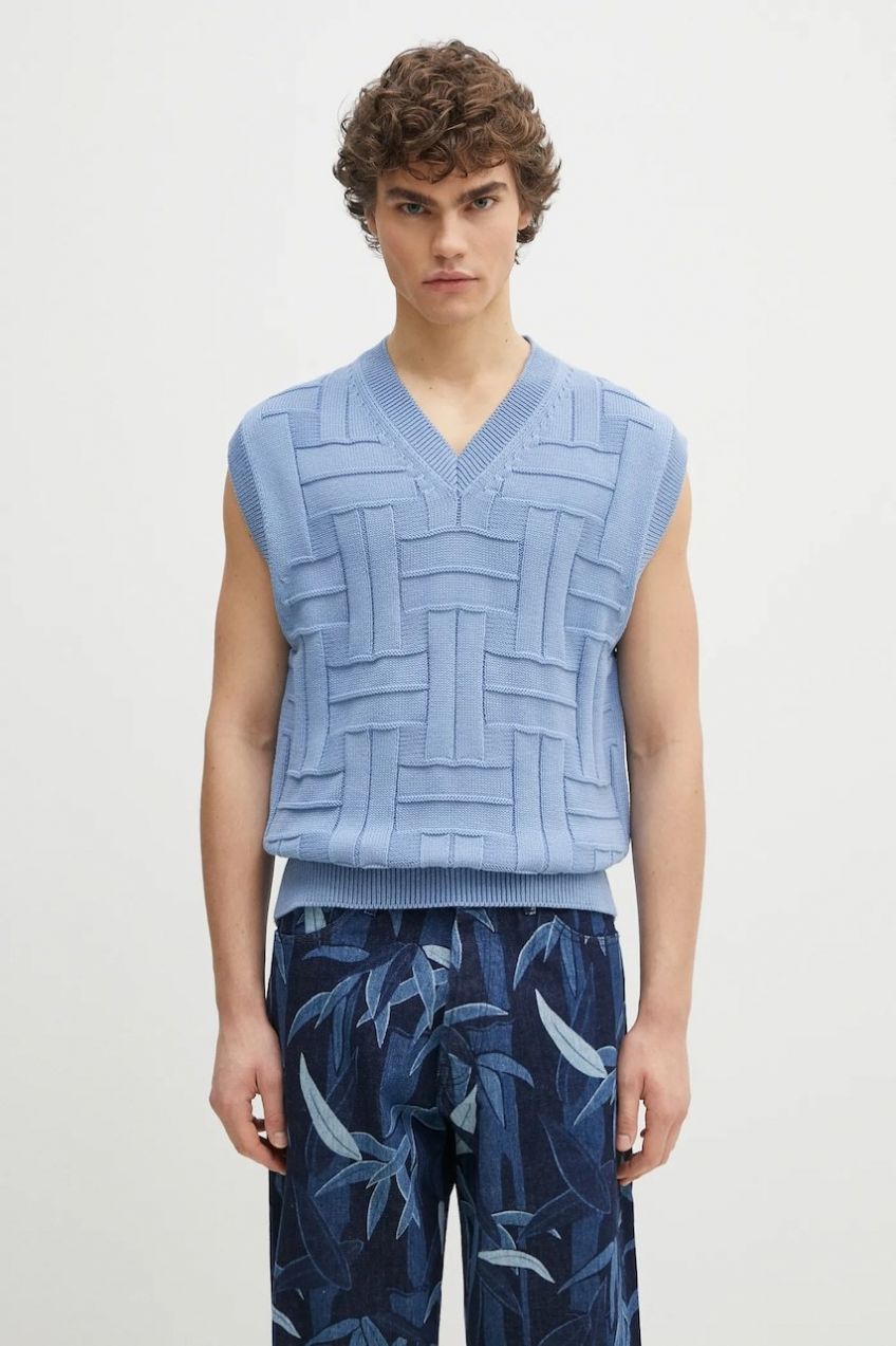 Bavlnená vesta Kenzo Weave pánsky, FF55PU7073CB.64