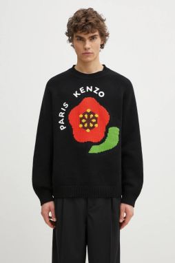 Vlnený sveter Kenzo Pop pánsky, čierna farba, teplý, FF55PU7223LA.99J
