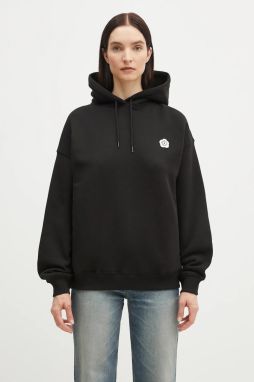 Bavlnená mikina Kenzo Boke Flower 2.0 dámska, čierna farba, s kapucňou, s nášivkou, FF52SW1754MB.99J