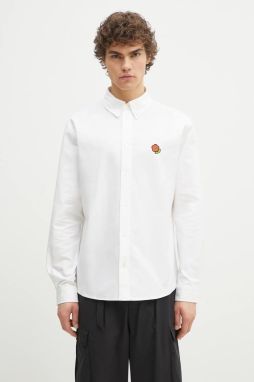 Bavlnená košeľa Kenzo pánska, biela farba, regular, s golierom button-down, FF55CH4109LO.01