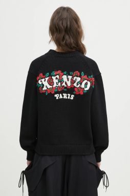 Vlnený kardigán Kenzo x Verdy dámsky, čierna farba, teplý, FF52CA4773CX.99J
