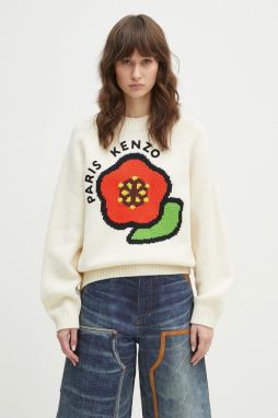 Vlnený sveter Kenzo Pop dámsky, béžová farba, teplý, FF52PU7043LA.02
