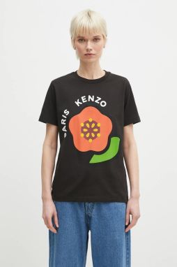 Bavlnené tričko Kenzo dámske, čierna farba, FF52TS1684SO.99J